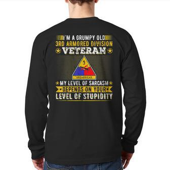 Grumpy Old 3Rd Armored Division Veteran Military Army Back Print Long Sleeve T-shirt | Mazezy