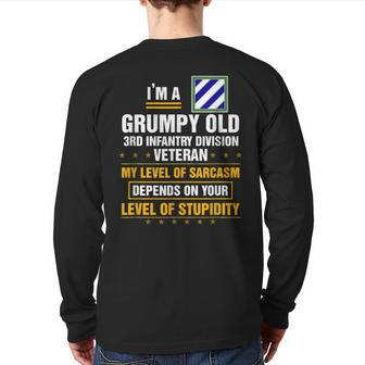 Grumpy Old 3Rd Infantry Division Veteran Father Day Back Print Long Sleeve T-shirt | Mazezy