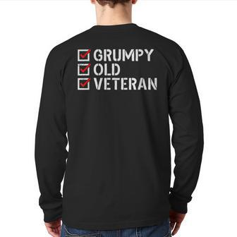 Grumpy Old Veteran Patriotic American Military Veteran Back Print Long Sleeve T-shirt | Mazezy