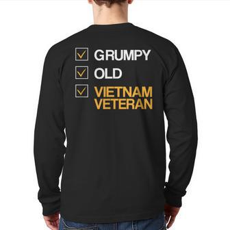 Grumpy Old Vietnam Veteran American Veteran Grandpa Back Print Long Sleeve T-shirt | Mazezy