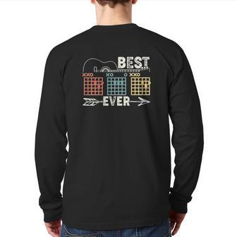 Guitarist Chords Best Dad Ever Back Print Long Sleeve T-shirt | Mazezy