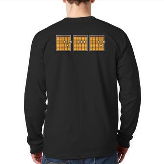 Guitarist Fathers Day Musical Instrument Guitar Back Print Long Sleeve T-shirt | Mazezy