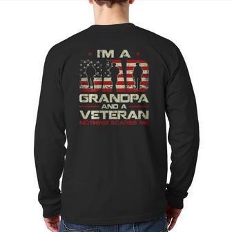 Gun American Flag I'm A Dad Grandpa And A Veteran On Back Back Print Long Sleeve T-shirt | Mazezy