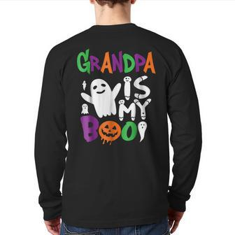 Halloween Cute Kids Pumpkin Grandpa Is My Boo Back Print Long Sleeve T-shirt | Mazezy CA