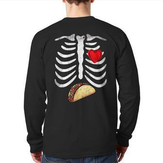 Halloween Dad Skeleton Taco Belly Pregnancy Couple Men Back Print Long Sleeve T-shirt | Mazezy