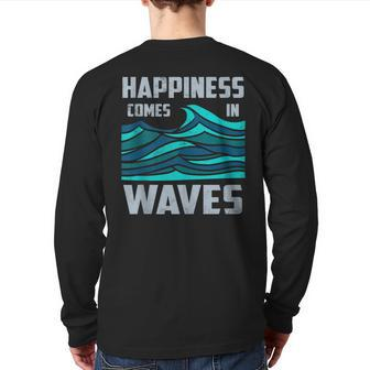 Happiness Comes In Waves Cool Vintage Surfer Surf Back Print Long Sleeve T-shirt - Monsterry DE