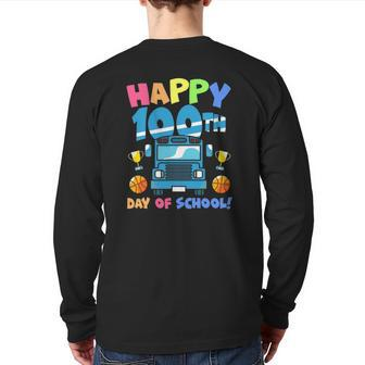 Happy 100Th Day Of School Truck Boys Kids 100 Days Of School Back Print Long Sleeve T-shirt | Mazezy