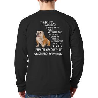 Happy Father's Day 2021 English Bulldog Dad Dog Lover Back Print Long Sleeve T-shirt | Mazezy