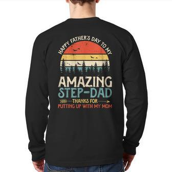 Happy Father's Day To My Amazing Stepdad Father Day Back Print Long Sleeve T-shirt | Mazezy UK