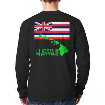Hawaiian Islands State Flag Back Print Long Sleeve T-shirt - Monsterry