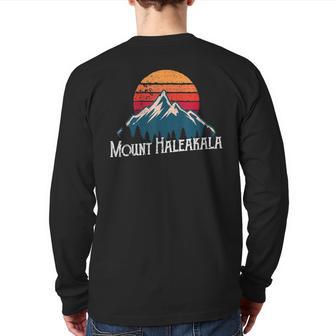 Hawaiian Mount Haleakala Volcano Mountain Retro T Back Print Long Sleeve T-shirt - Monsterry