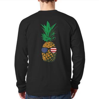 Hawaiian Pineapple American Flag Sunglasses 4Th Of July Back Print Long Sleeve T-shirt - Monsterry CA