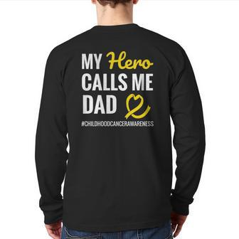 Hero Calls Me Dad Dipg Childhood Cancer Warrior Back Print Long Sleeve T-shirt | Mazezy
