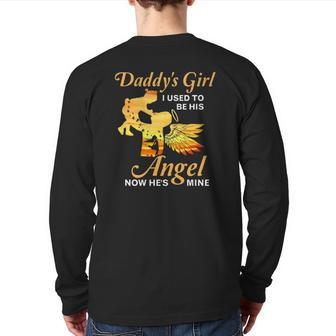 Now He's My Angel Daddy Dad Memorial Loss Of Father Back Print Long Sleeve T-shirt | Mazezy