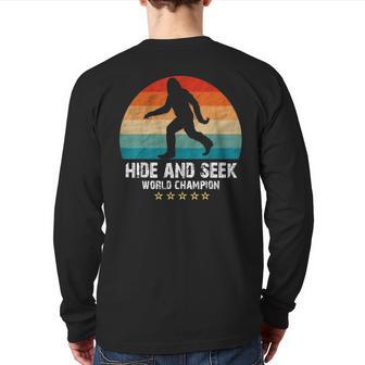 Hide And Seek World Champion Vintage Bigfoot Back Print Long Sleeve T-shirt - Monsterry UK