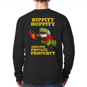 Hippity Hoppity Abolish Private Property Frog Meme Back Print Long Sleeve T-shirt - Monsterry
