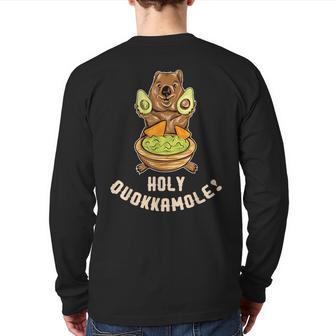 Holy Quokkamole Quokka Avocado Guacamole Back Print Long Sleeve T-shirt - Monsterry