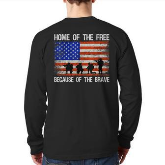 Home Of The Free Because Of The Brave Veteran American Flag Back Print Long Sleeve T-shirt | Mazezy