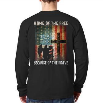 Home Of The Free Because Of The Brave Veterans Back Print Long Sleeve T-shirt | Mazezy