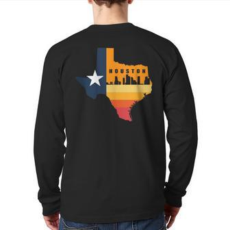 Houston City Texas Map Patriotic Texan Back Print Long Sleeve T-shirt - Monsterry AU