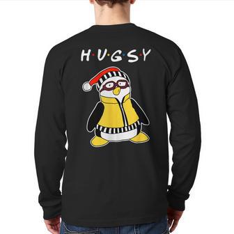 Hugsy The Penguin Back Print Long Sleeve T-shirt - Monsterry