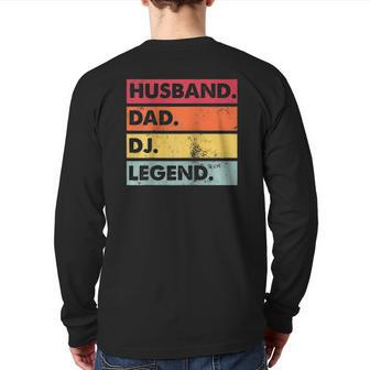 Husband Dad Dj Legend Dj Disc Jockey Music Player Raglan Baseball Tee Back Print Long Sleeve T-shirt | Mazezy