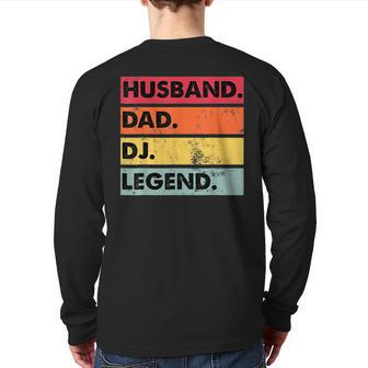 Husband Dad Dj Legendfunny Dj Discjockey Music Player Back Print Long Sleeve T-shirt | Mazezy