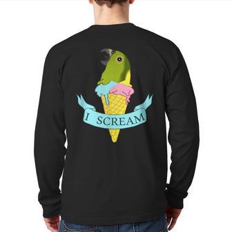 Ice Cream I Scream Yellow Naped Amazon Parrot Back Print Long Sleeve T-shirt - Monsterry CA