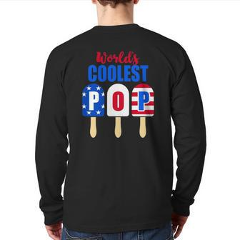Ice Cream World's Coolest Pop American Flag Fathers Day Back Print Long Sleeve T-shirt | Mazezy