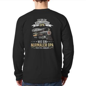 Ich Bin Ein Modelleisenbahn Opa Model Railway Grandpa Back Print Long Sleeve T-shirt | Mazezy
