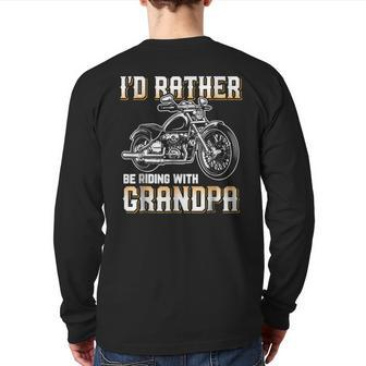 I'd Rather Be Riding With Grandpa Biker Back Print Long Sleeve T-shirt | Mazezy CA