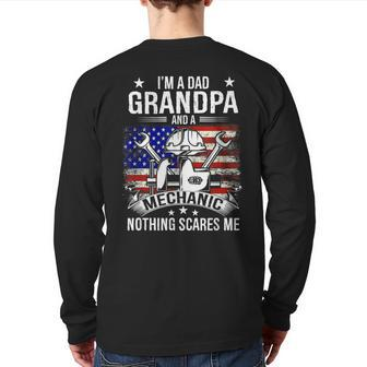 I'm A Dad Grandpa Mechanic Quotes American Flag Patriotic Back Print Long Sleeve T-shirt | Mazezy DE