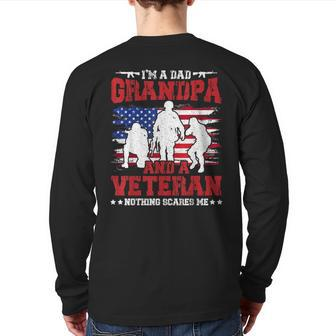 I'm A Dad Grandpa Veteran Father's Day Back Print Long Sleeve T-shirt | Mazezy