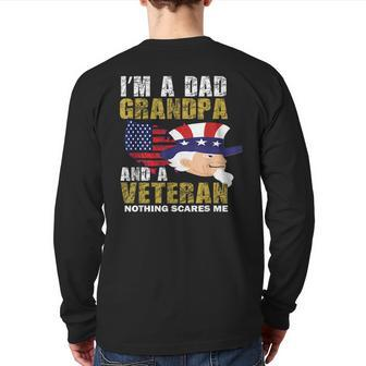 I'm A Dad Grandpa And Veteran Fathers Day Back Print Long Sleeve T-shirt | Mazezy