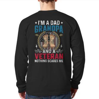 I'm A Dad Grandpa Veteran Father's Day For Dad Papa Back Print Long Sleeve T-shirt | Mazezy