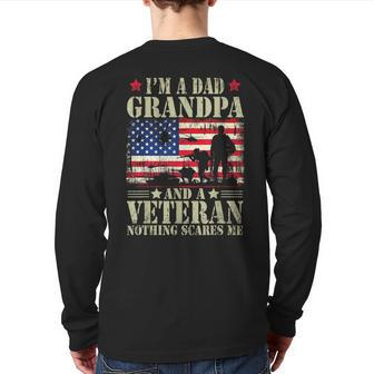 I'm A Dad Grandpa And Veteran Fathers Day Papa Grandpa Back Print Long Sleeve T-shirt | Mazezy