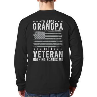 I'm A Dad Grandpa And Veteran Fathers Day Papa Grandpa Back Print Long Sleeve T-shirt | Mazezy