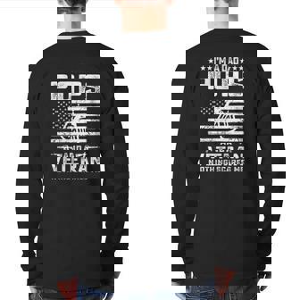 I'm A Dad Pops And A Veteran Nothing Scares Me Back Print Long Sleeve T-shirt | Mazezy