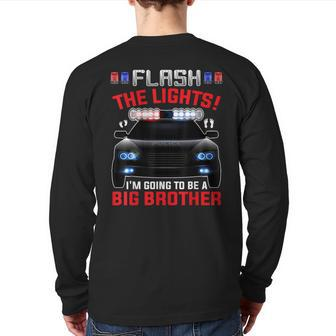 I'm Going To Be A Big Brother Police Car Cute Baby Reveal Back Print Long Sleeve T-shirt - Monsterry