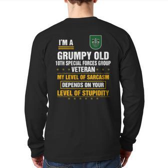 I'm A Grumpy Old 10Th Special Forces Group Veteran Back Print Long Sleeve T-shirt | Mazezy