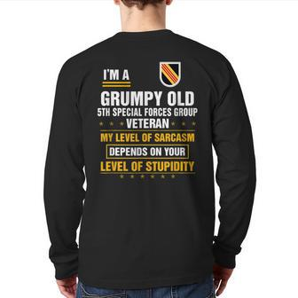I'm A Grumpy Old 5Th Special Forces Group Veteran Back Print Long Sleeve T-shirt | Mazezy