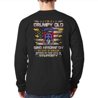 I'm A Grumpy Old 82Nd Airborne Division Veteran Flag Vintage Back Print Long Sleeve T-shirt | Mazezy