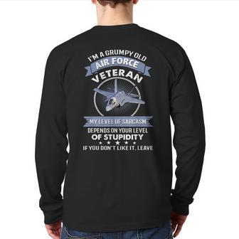 I'm A Grumpy Old Air Force Veteran Veterans Day Back Print Long Sleeve T-shirt | Mazezy