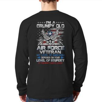 I'm A Grumpy Old Air Force Veteran Mens Veterans Day Back Print Long Sleeve T-shirt | Mazezy