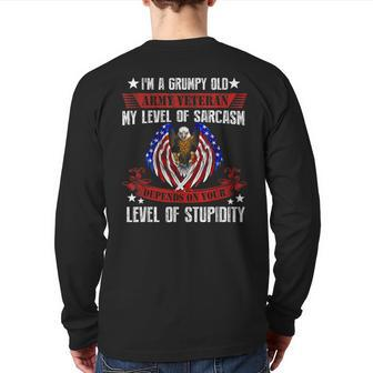 I'm A Grumpy Old Army Veteran Us Army Veteran Back Print Long Sleeve T-shirt | Mazezy