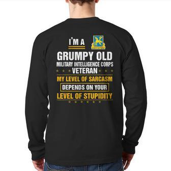 I'm A Grumpy Old Military Intelligence Corps Veteran Back Print Long Sleeve T-shirt | Mazezy UK