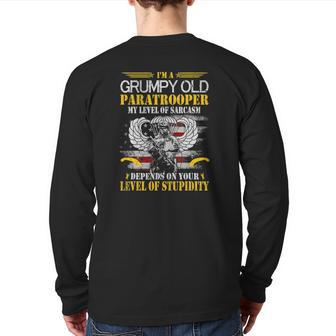 I'm A Grumpy Old Paratrooper Flag T Veterans Day Back Print Long Sleeve T-shirt | Mazezy