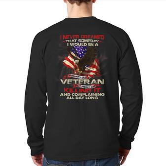 I’M A Grumpy Old Veteran Usa Flag Eagle Back Print Long Sleeve T-shirt | Mazezy