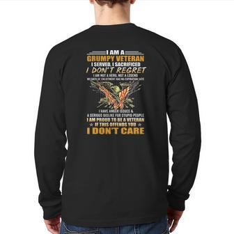 I'm A Grumpy Veteran Father's Day From Son Daughter Back Print Long Sleeve T-shirt | Mazezy
