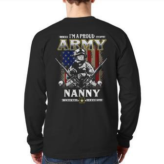 I'm A Proud Army Nanny Veteran Fathers Day Back Print Long Sleeve T-shirt | Mazezy